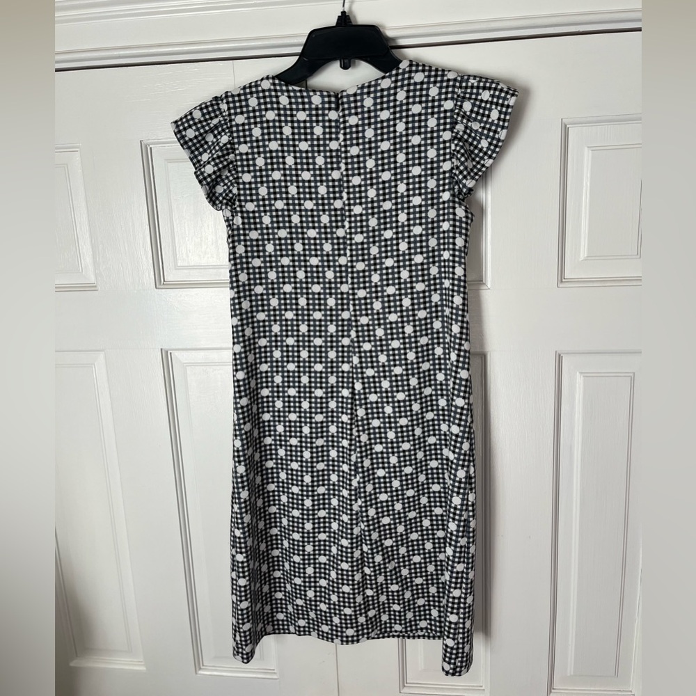 Polka Dot Gingham Ruffle Shoulder Dress - Picture 10 of 11